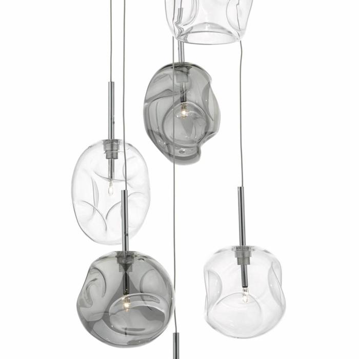 Quinn - 6 Light Cluster Pendant - Smoked/Clear Glass