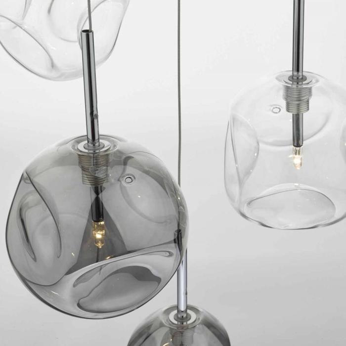 Quinn - 6 Light Cluster Pendant - Smoked/Clear Glass