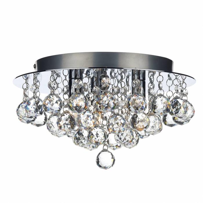 Crystal Flush Ceiling Light - Polished Chrome - Small