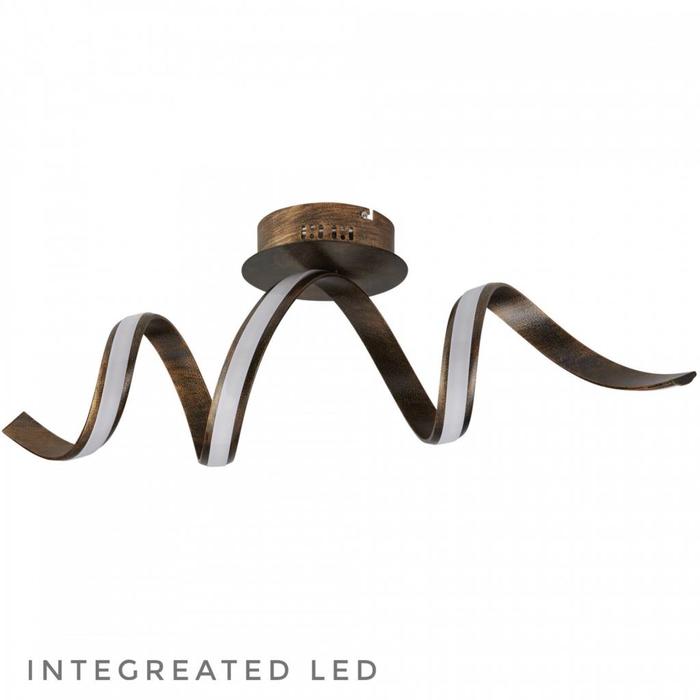 Helix - LED Spiral Flush Ceiling Light - Rustic Brown/Acrylic