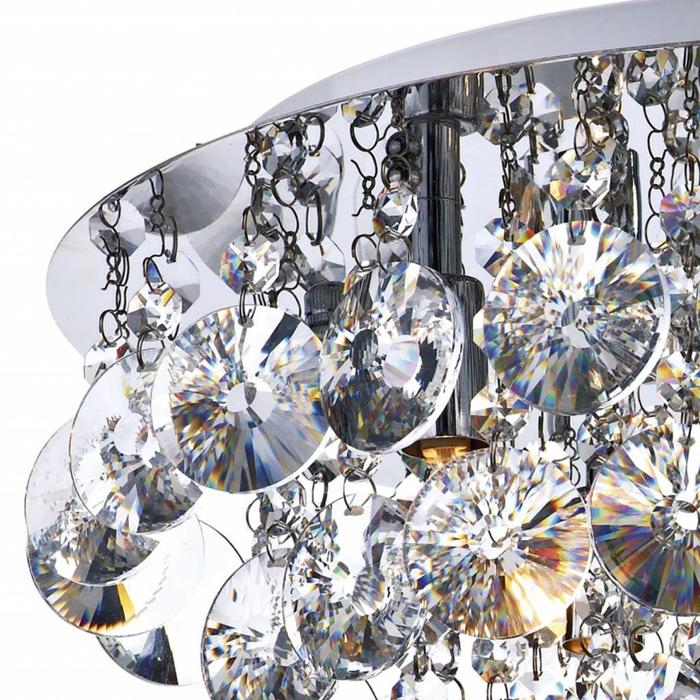 Clear Crystal Flush Chandelier - Polished Chrome