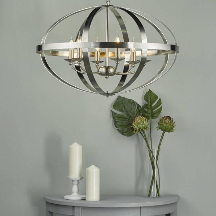 Industrial Satin Chrome Cage - Large Oversized Feature Light