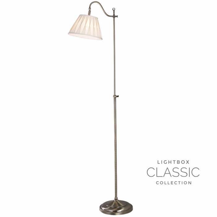 Surrey - Traditional Standard Lamp with Pinched Pleat Shade - Antique Brass