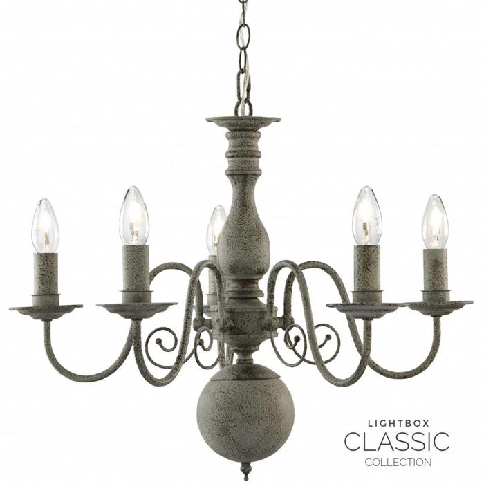 Greythorne - Classic 5 Arm Chandlier - Grey