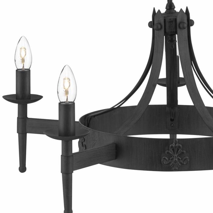 Cartwheel - Wrought Iron Chandelier - Black