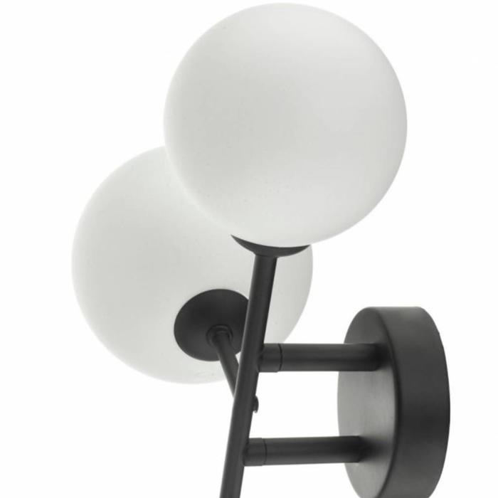 Mac - Matt Black & Opal Glass Globe Statement Wall Light