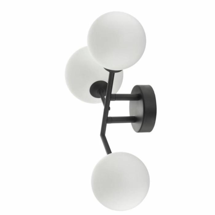 Mac - Matt Black & Opal Glass Globe Statement Wall Light