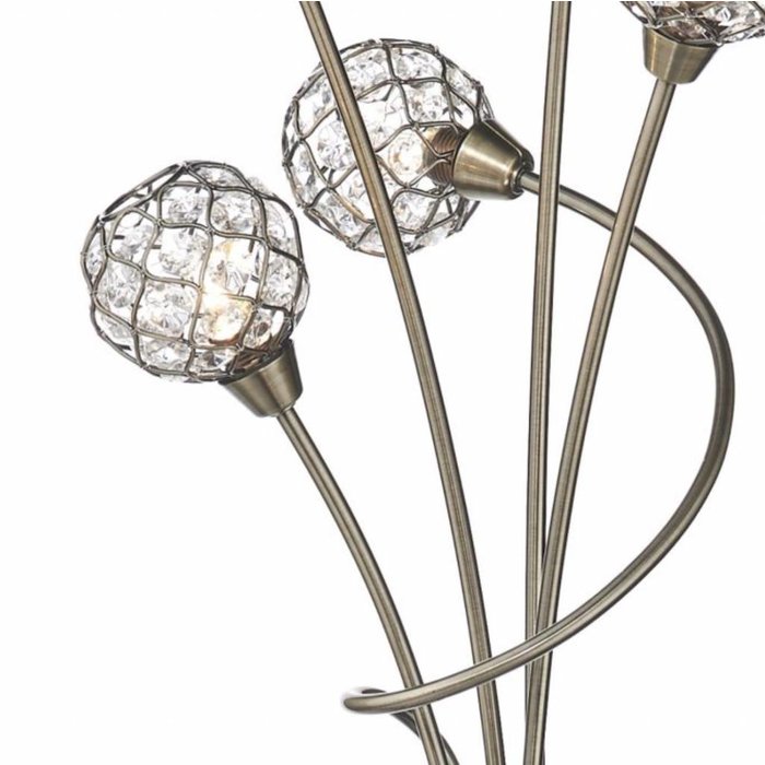 5 Light Beaded Ball Floor Lamp - Antique Brass