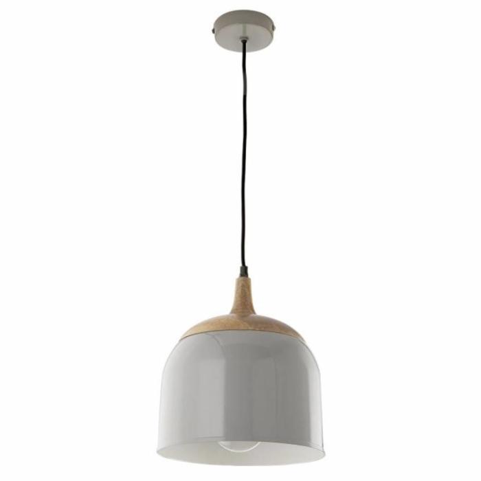 Seona - Grey & Wood Bell Pendant