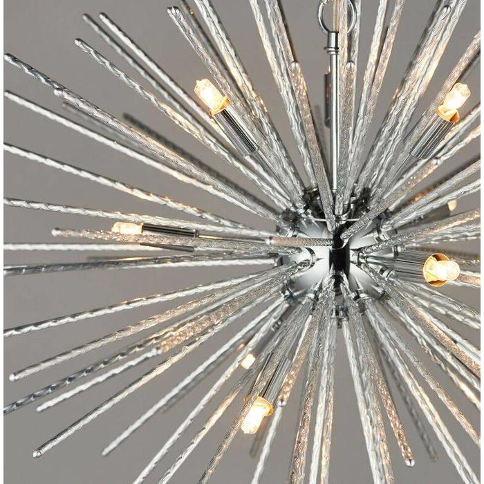 Starburst - Polished Chrome Textured Rod Feature Pendant