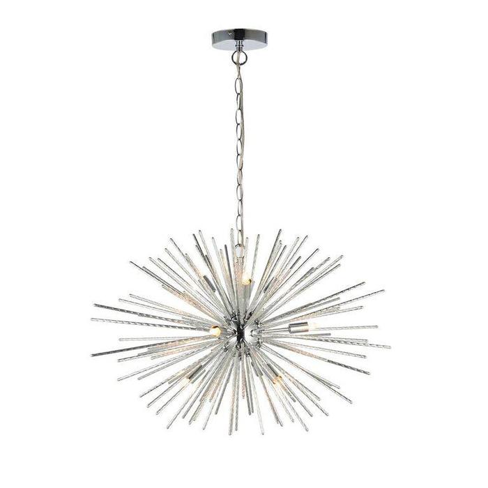 Starburst - Polished Chrome Textured Rod Feature Pendant