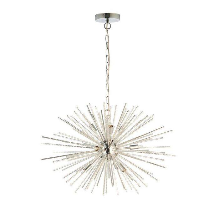 Starburst - Polished Chrome Textured Rod Feature Pendant