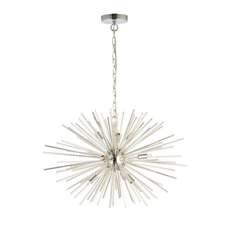 Starburst Polished Chrome Textured Rod Feature Pendant