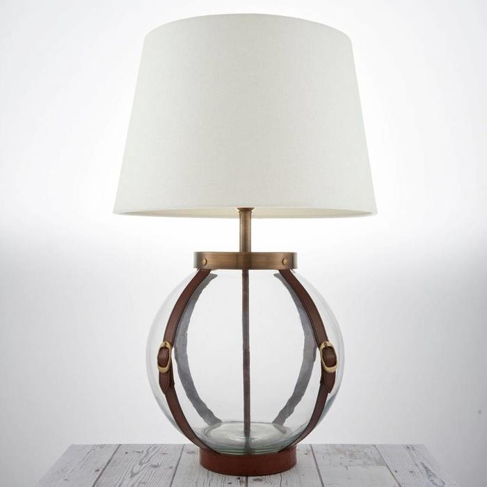 Country Chic - Leather & Glass Globe Table Lamp