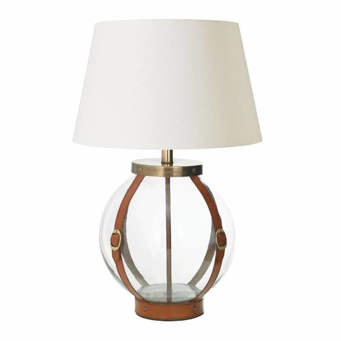 Country Chic - Leather & Glass Globe Table Lamp