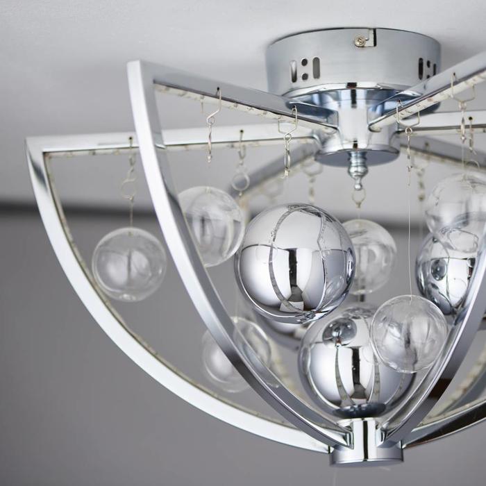 Orbital - LED Semi Flush Ceiling Light - Clear & Metallic Bauble