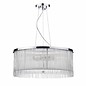 Reed - 50cm Glass Rod Feature Drum Pendant - Polished Chrome, White Silk String & Glass