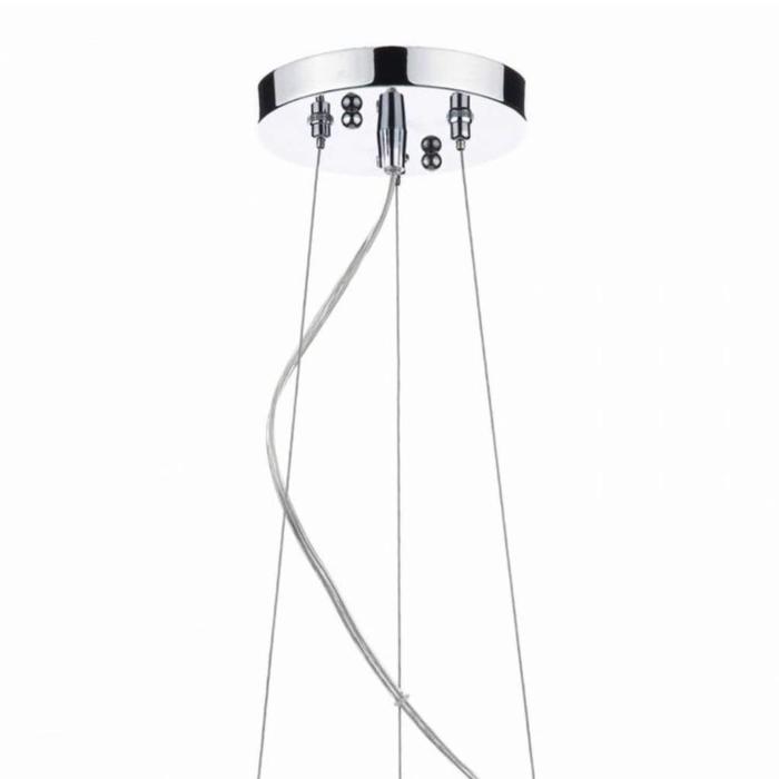 Reed - 50cm Glass Rod Feature Drum Pendant - Polished Chrome, White Silk String & Glass