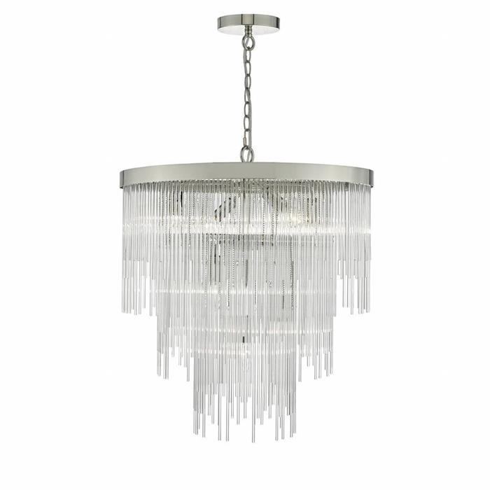 Isla - 7 Light Glass Rod Feature Light - Polished Chrome Art Deco  Feature Light