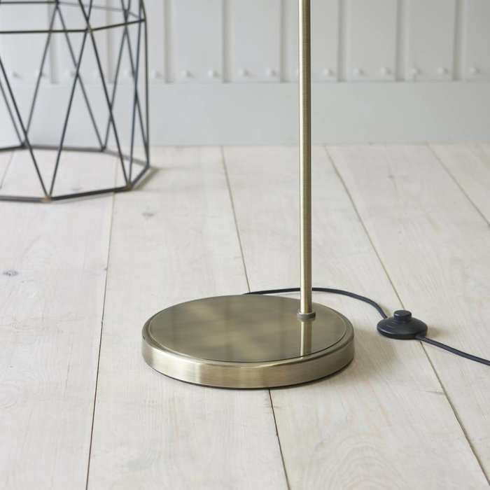 Industrial Glass Floor Lamp - Antique Brass