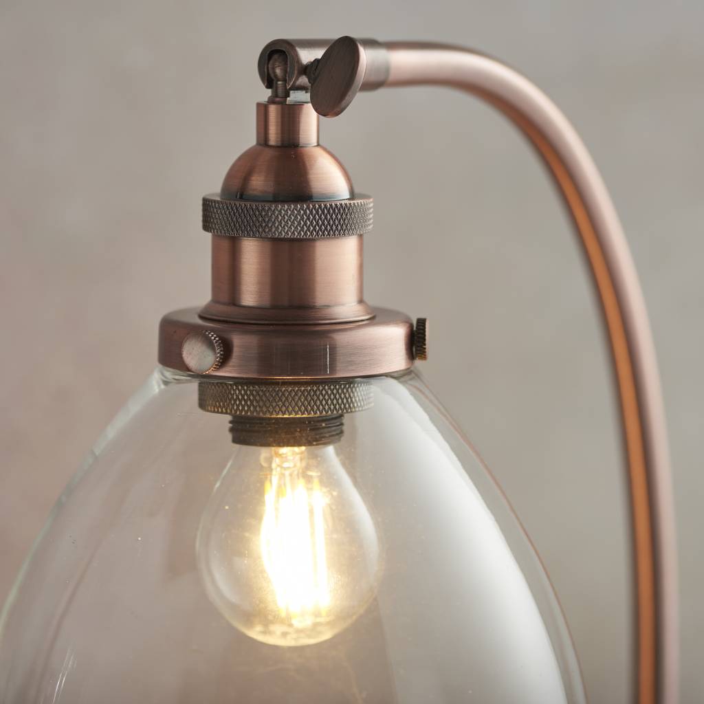 Industrial Glass Table/Desk Lamp - Antique Copper - Lightbox