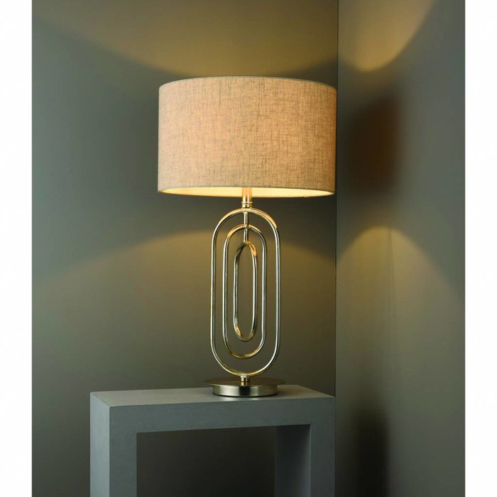 Meet - Antique Silver Leaf & Natural Linen Feature Table Lamp