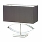 Contemporary Feature Table Lamp - Polished Silver Plate & Rectangular Taupe Faux Silk Shade