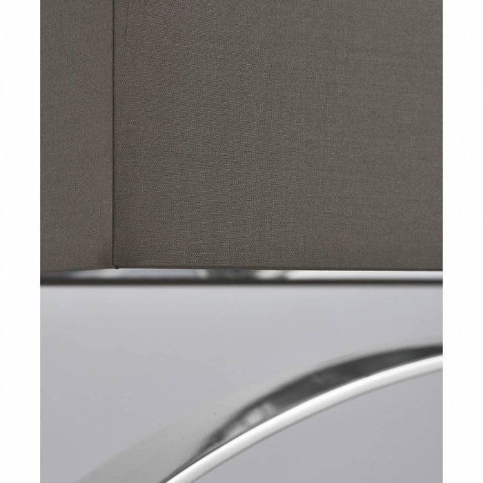 Contemporary Feature Table Lamp - Polished Silver Plate & Rectangular Taupe Faux Silk Shade
