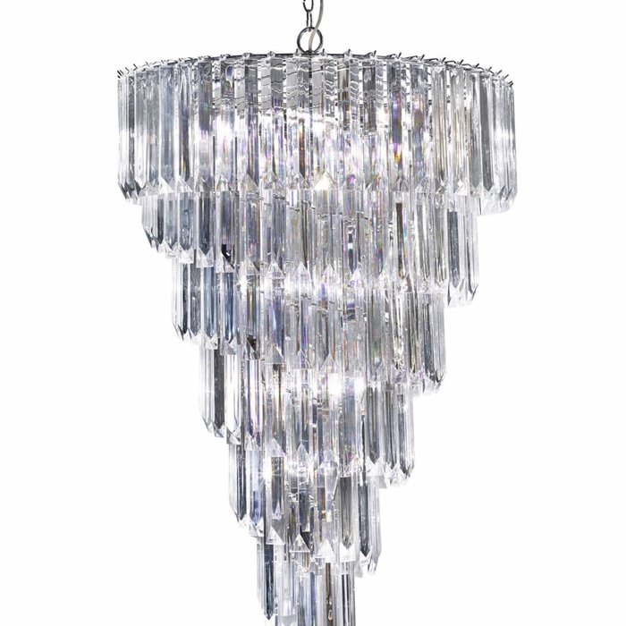 Signature - Large Cascading 9 Light Chandelier - Clear Acrylic Prisms