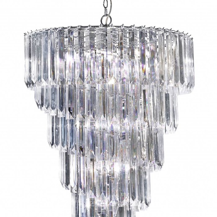 Signature - Large Cascading 9 Light Chandelier - Clear Acrylic Prisms