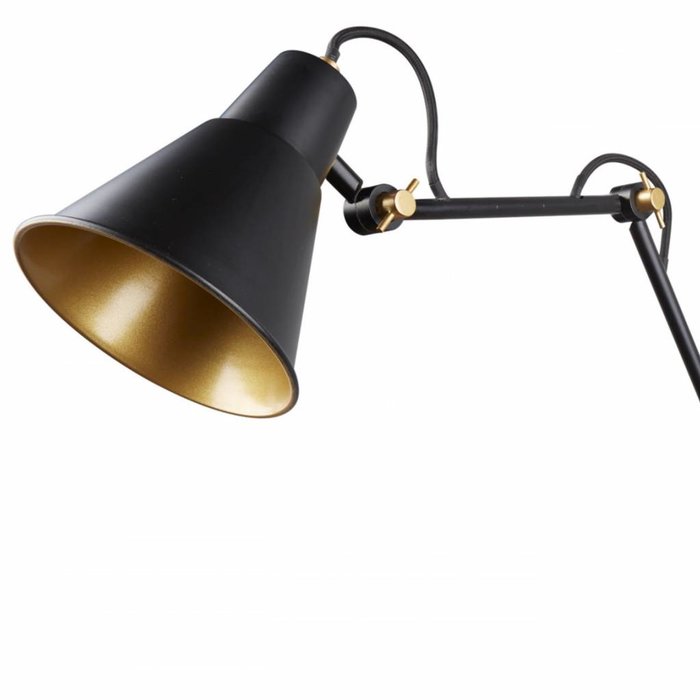 Wall Mounted Triple Jointed Angle Lamp - Industrial Matt Black & Gold