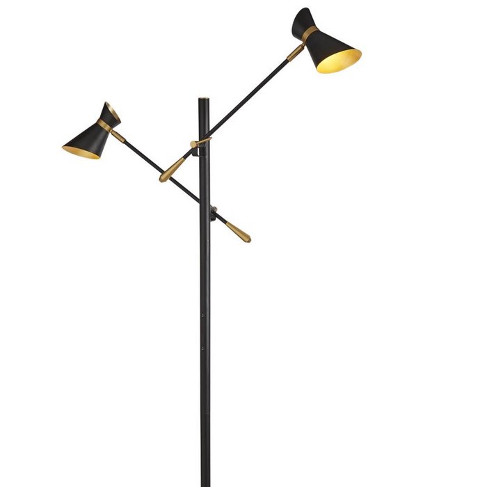 Angelo - Adjustable LED Double Headed Floor Lamp - Black & Gold