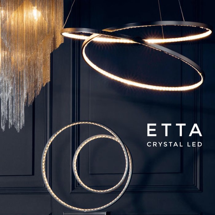 Etta - Modern LED Crystal Rings - Semi-Flush - Matt Nickel