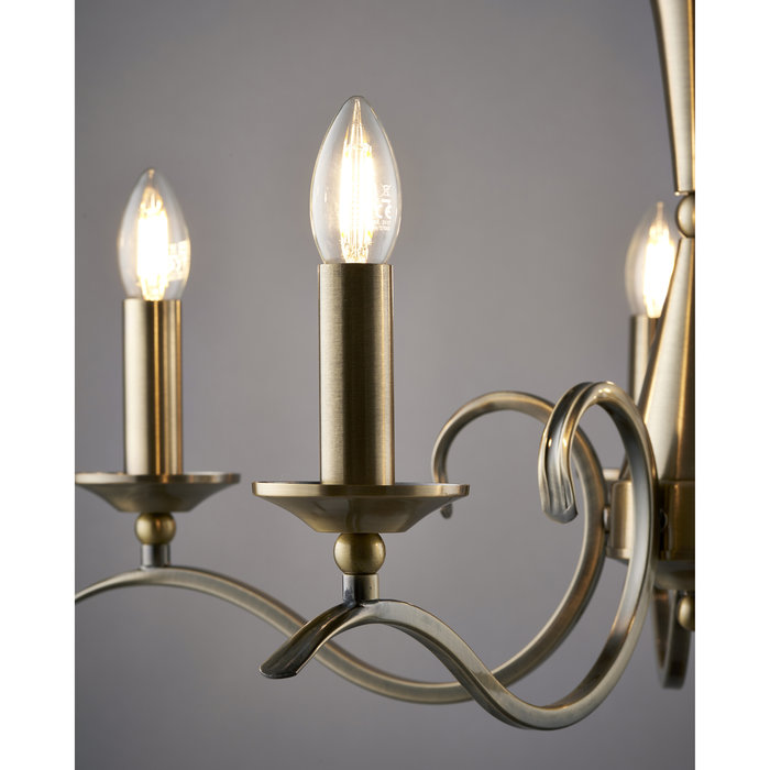 Coralline - 5 Light Antique Brass Chandelier