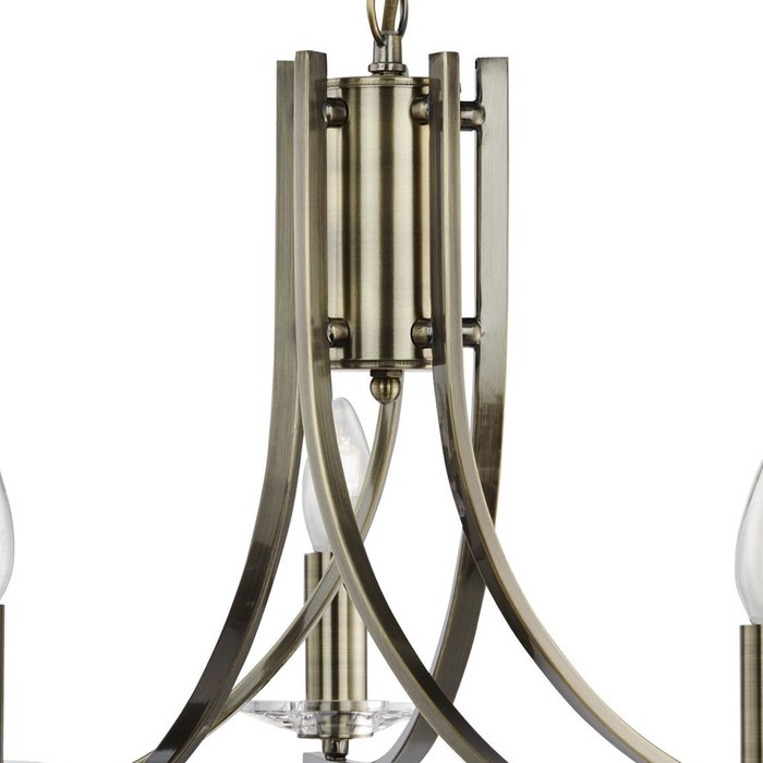 Neve - 5 Light Multi Arm Chandler - Antique Brass and Crystal Sconces
