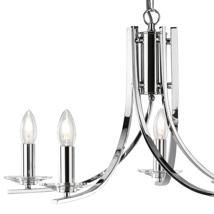 Neve - 5 Light Multi Arm Chandler - Polished Chrome and Crystal Sconces