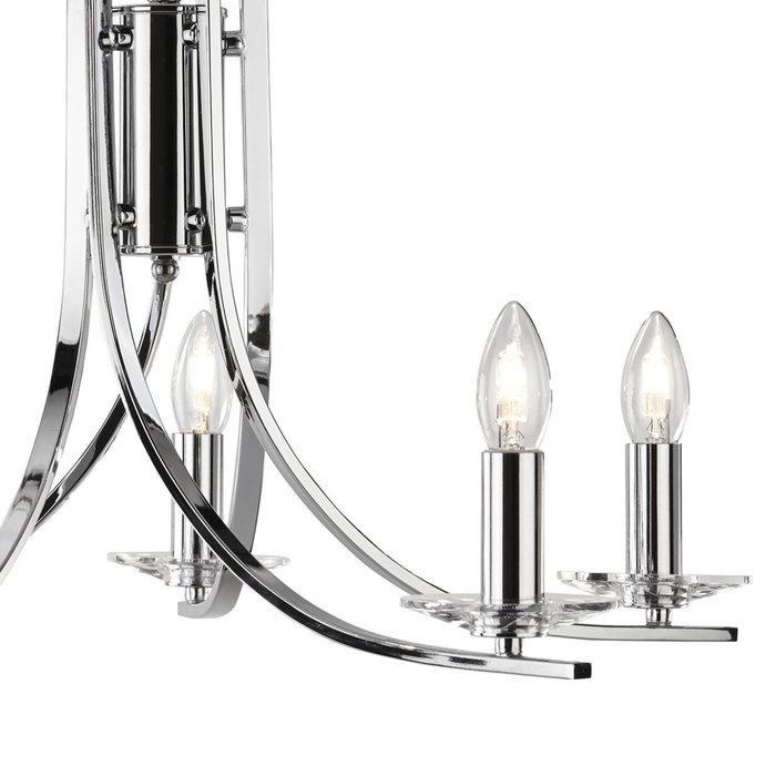 Neve - 5 Light Multi Arm Chandler - Polished Chrome and Crystal Sconces