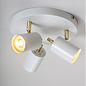 Kit - Round Plate LED 3 Light Spotlight - Matt White & Satin Gold