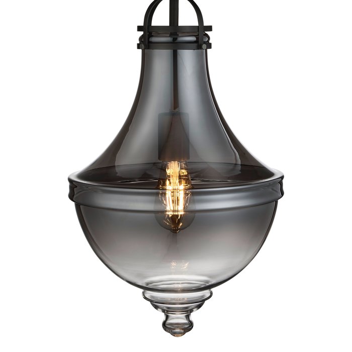 Contemporary Classic - Fluted Pendant - Smoked Glass & Pewter