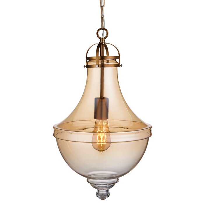 Contemporary Classic - Fluted Pendant - Amber Glass & Satin Bronze