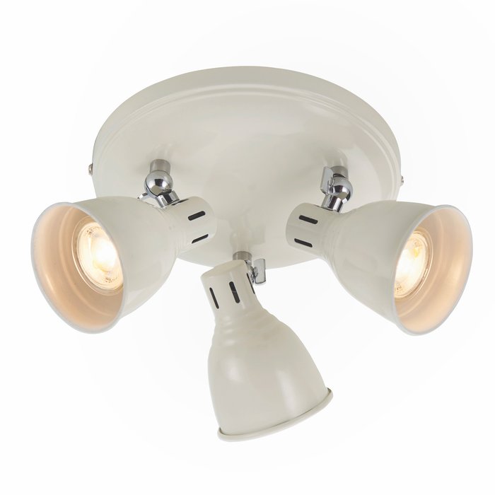 Country - Industrial LED Spotlight - 3 Light Round - Gloss Ivory