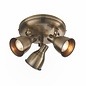 Country - Industrial LED Spotlight - 3 Light Round - Antique Brass