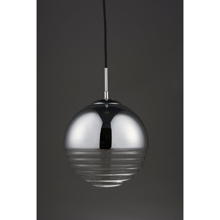 Ribbed & Chromed Sphere - Modern Ceiling Pendant