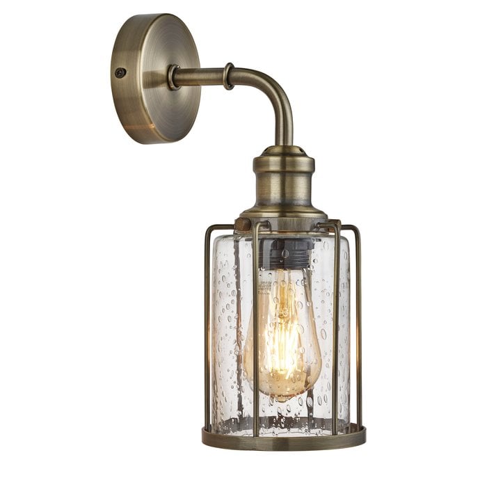 Industrial Pipe - Wall Light - Antique Brass & Seeded Glass