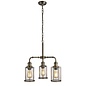 Industrial Pipe - 3 Light Feature Ceiling Light - Antique Brass & Seeded Glass