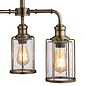 Industrial Pipe - 3 Light Feature Ceiling Light - Antique Brass & Seeded Glass