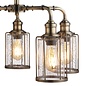 Industrial Pipe - 5 Light Feature Ceiling Light - Antique Brass & Seeded Glass