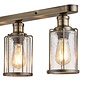 Industrial Pipe - 3 Light Flush Ceiling Light - Antique Brass & Seeded Glass