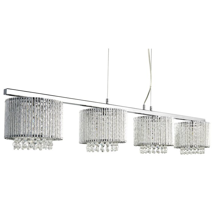 Elise - Crystal 4 Light Bar Ceiling Pendant - Polished Chrome