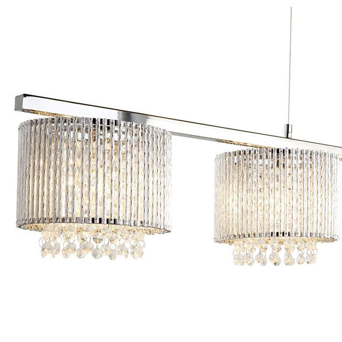 Elise - Crystal 4 Light Bar Ceiling Pendant - Polished Chrome